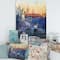 Designart - Blue Tram At Sunset With Church During Sunset - Nautical & Coastal Canvas Wall Art Print